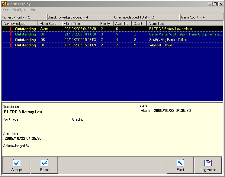 Genie Alarm Screen